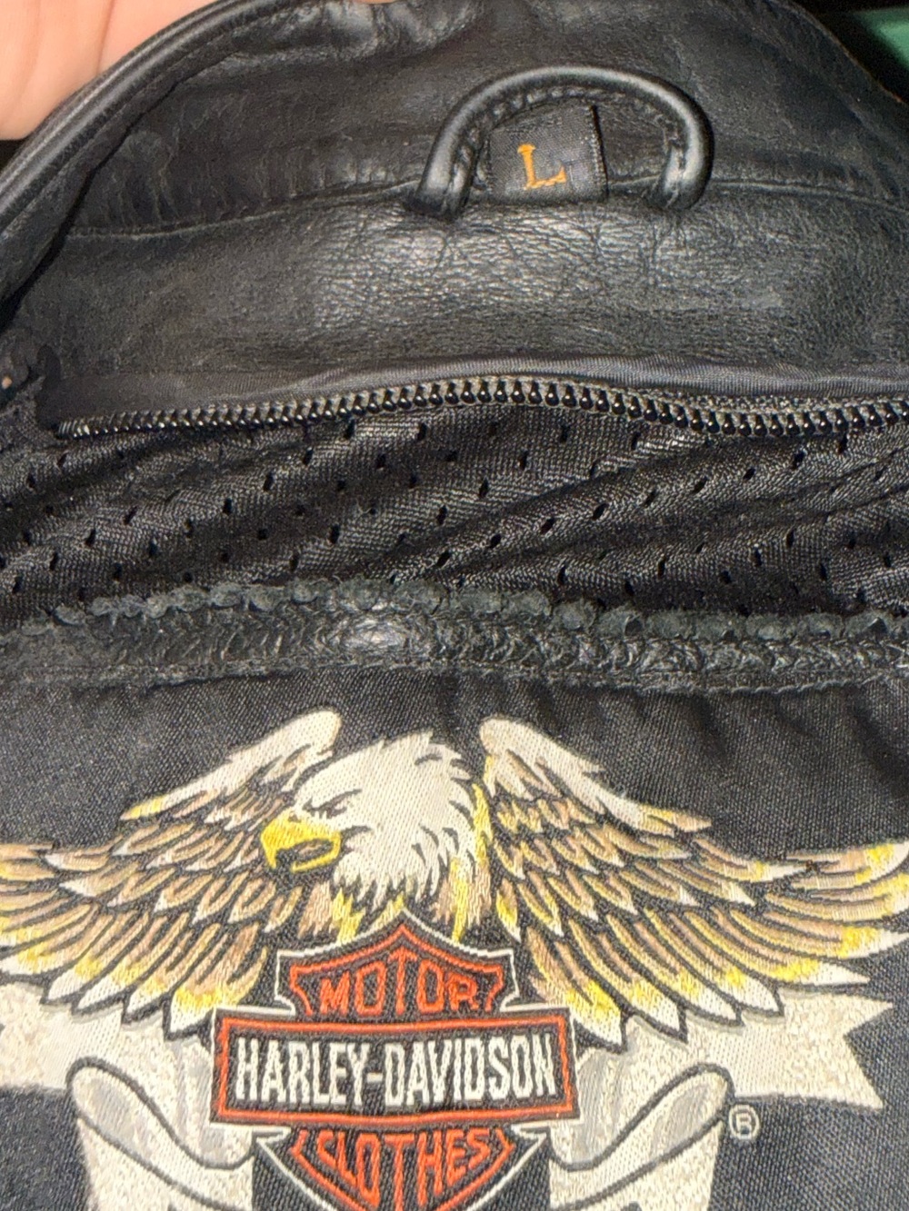 Harley-Davidson Black Leather Bomber Jacket with Gold Logo - Picture 9 of 13
